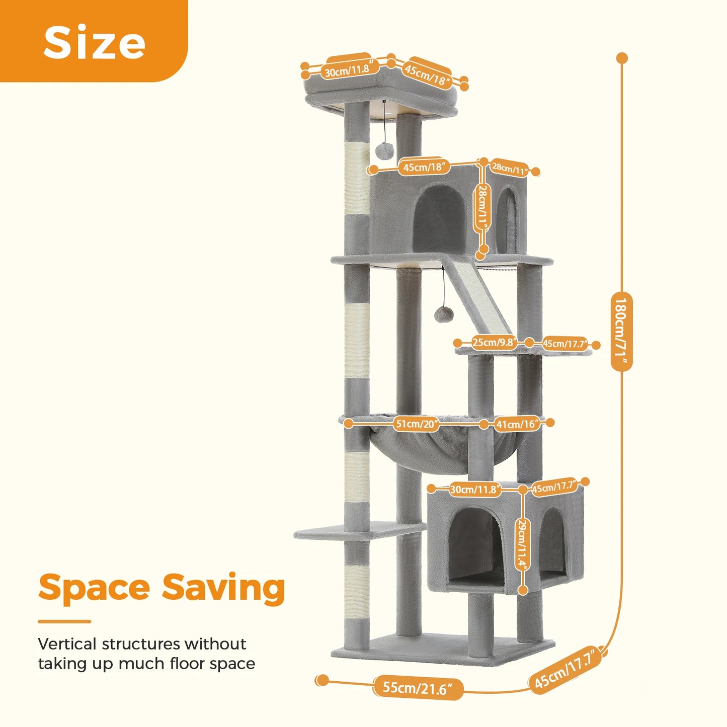 Kattenboom - Krabpaal - Kattenkrabpaal - Krabton - Krabpalen - Kattenhuis - Hoge Kattentoren met Meerdere Niveaus - 2 Ruime Condos, Bed voor Binnenkatten - Roze