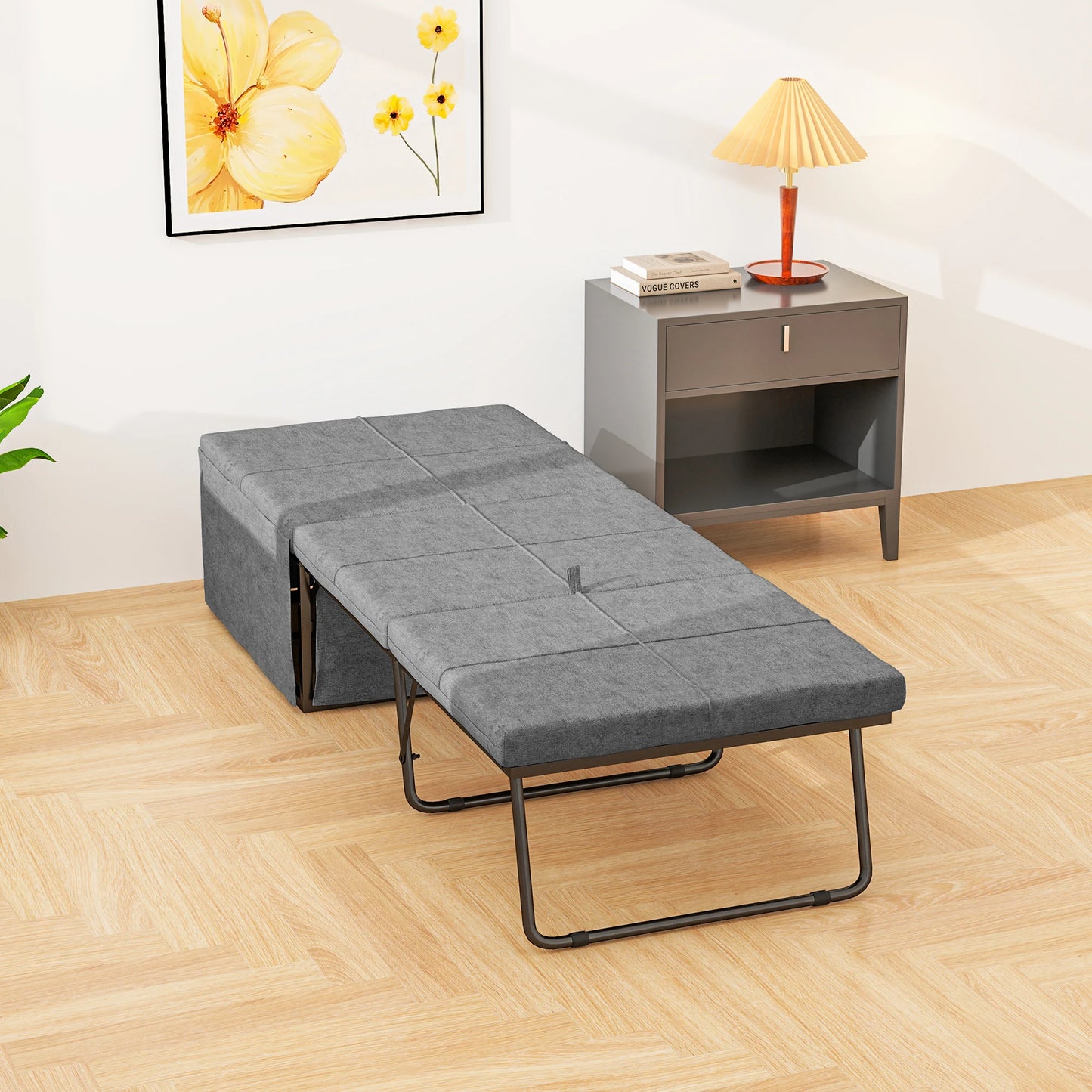 Opvouwbaar Logeerbed – Slaapbed – Campingbed – Inklapbed – Gästebett – Comfortabele Matras – Compact En Ruimtebesparend - Grijs & Zwart