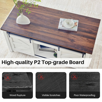 Salontafel – Salontafeltje – Tafel – Woonkamertafel – Lift-Top – Grote Verborgen Opbergruimte – Massief Houten Constructie - 117 x 53 x 55 cm - Rustiek Bruin
