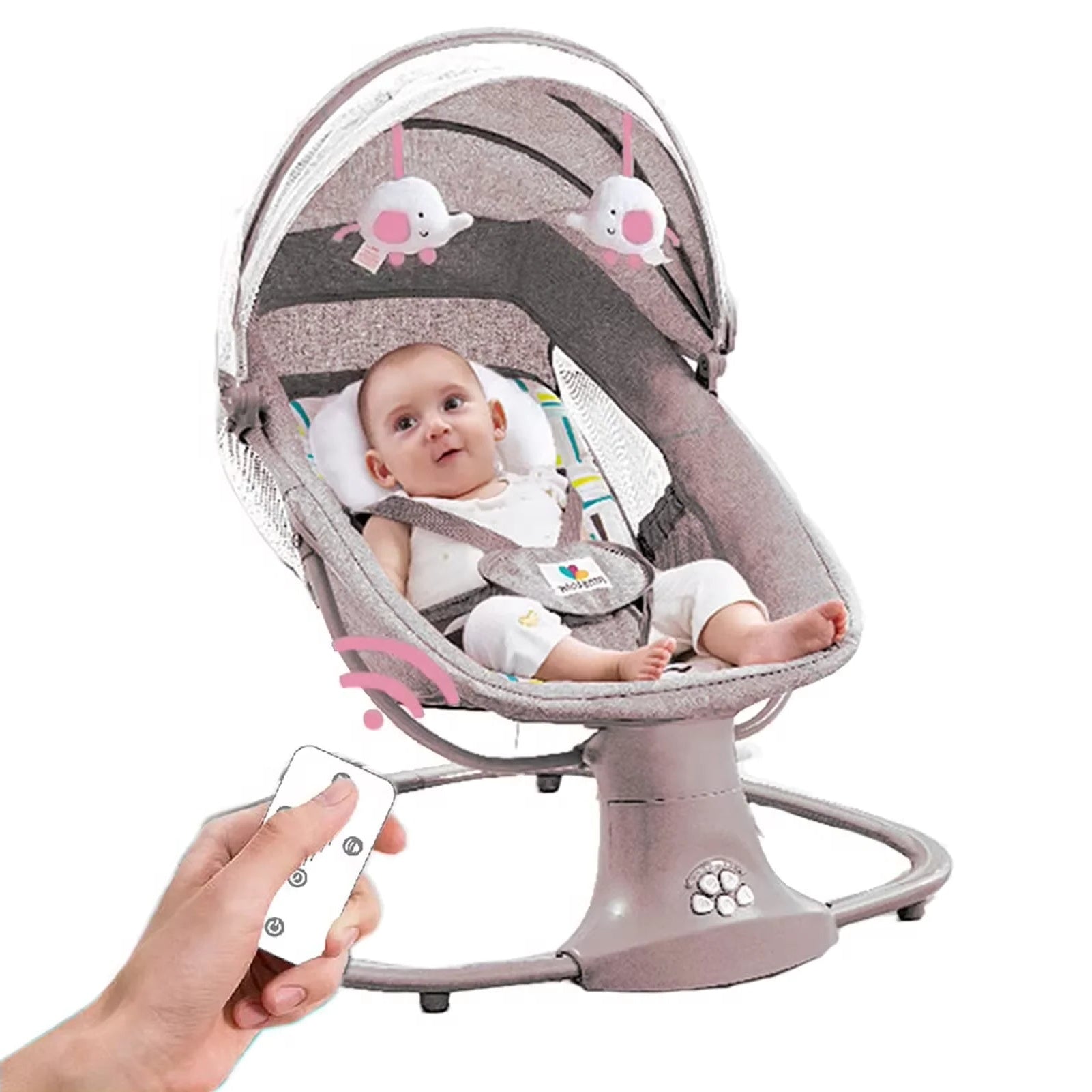 Elektrische Wipstoel - Baby Schommel - Baby Automatische Schommelstoel - Babybedje - Wipstoel - Automatische Wieg voor Baby’s - Schommelbedjev - Comfortabel & Veilig - Afstandsbediening - Roze - QUORE