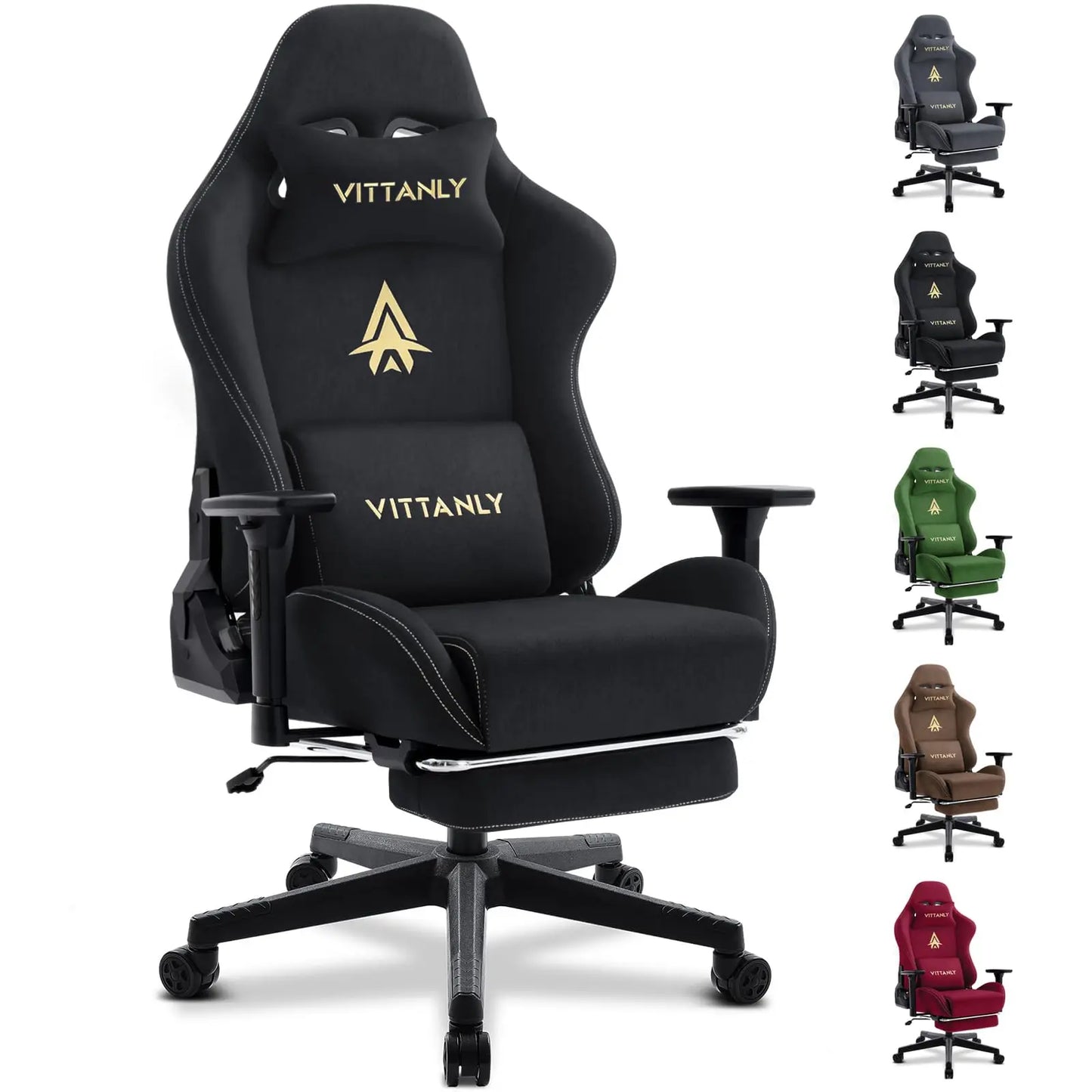 Gamingstoel – Bureaustoel – Gamedraaistoel – Computerstoel – Office Chair – Verstelbare Rugleuning 90-155° – Uitschuifbare Voetsteun – Zwart – Ergonomisch Nep-suède