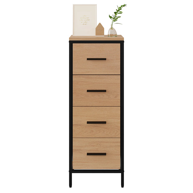 Badkamermeubel - Badkamerkast - Wastafelonderkasten - Wastafelmeubel - 4 Lades - Vrijstaande Opbergunit - voor Badkamer Woonkamer Slaapkamer Hal - licht eiken zwart