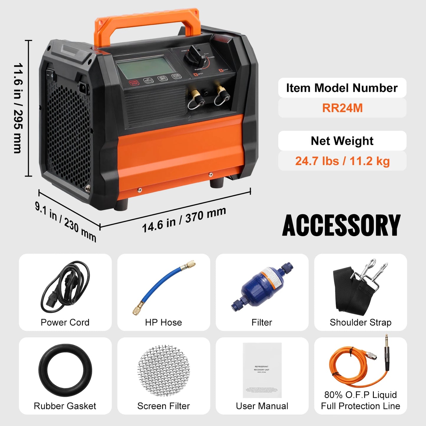 Koudemiddel Herstelmachine – Koudemiddel Terugwinapparaat – R134a Herstelmachine – Airco Servicemachine – 1 pk Dual-Cylinder Motor – Automatische Drukbewaking