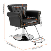 Kapperstoel -  Kapperskruk - Salonstoel -  Haarkapperstoel - Behandelstoel - 25x31x43 inch - 24.5kg - Zwart