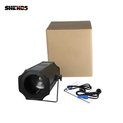 SHEHDS 2PCS LED Zoom 200W COB Warm Cool White Par Lights with Barn Doors DJ Disco Theater Light Music Christmas Decorative