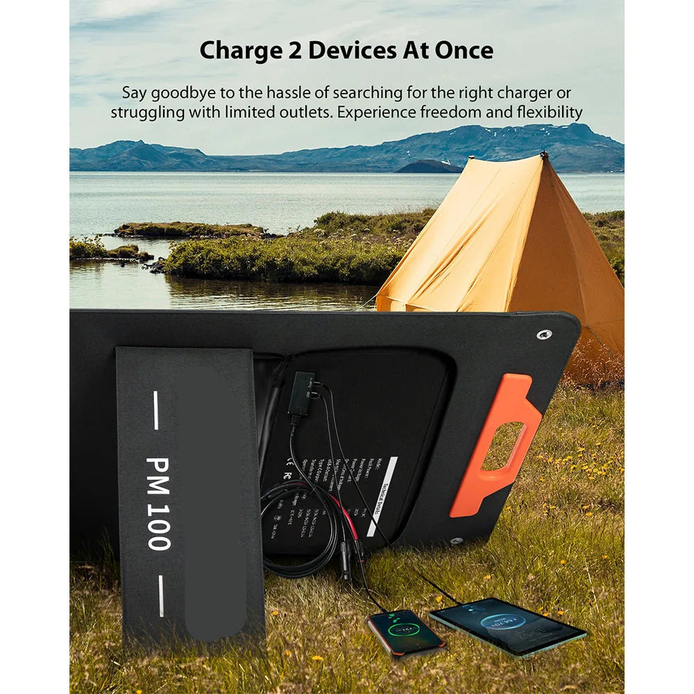 Zonnepaneel - Zonnepanelen - zonnepaneel opvouwbaar - Vouwbaar Zonnepaneel - 100W - IP65 Waterdicht, 23% Efficiëntie, Type-C QC3.0 en USB Uitgang