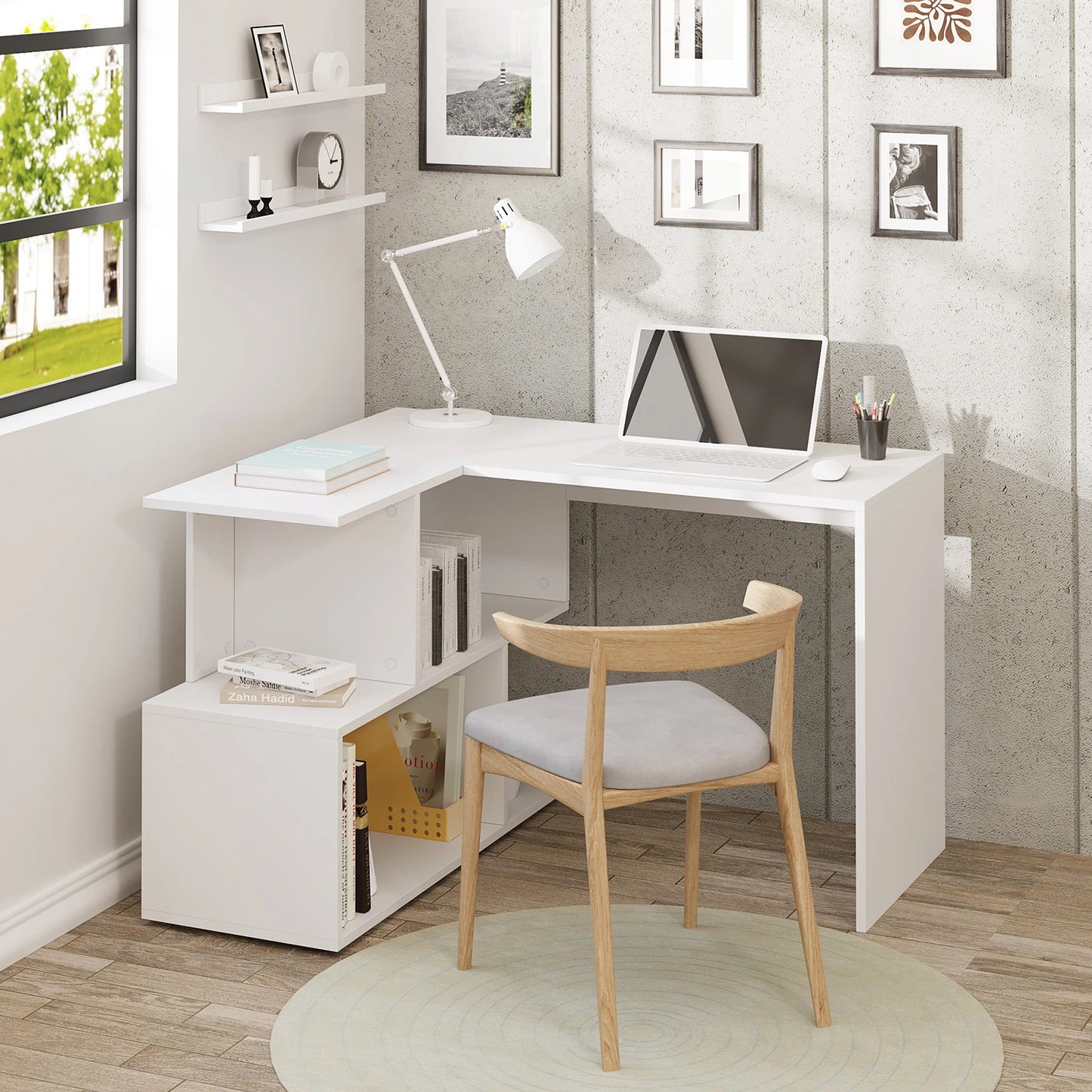 Computer Bureau - L-Vorm - Gaming Bureau - Gaming Tafel - Computer Tafel - Hoekbureau - 100x40x77cm - Laptoptafel - Ruimte voor Boeken - en Documenten - Zwart