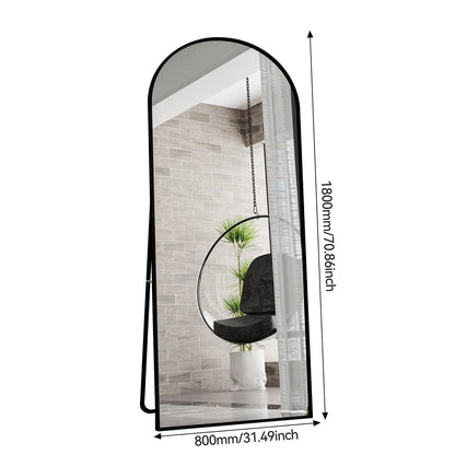 Boogvormige Spiegel – Staande Spiegel – Vloerspiegel – Wandspiegel – Full Body Spiegel – Zwart Metalen Frame – 180x80 cm Groot