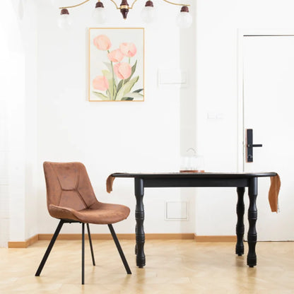Eetkamerstoelen – Set van 2 - Stoelen – Zwarte Metalen Stoelen – Technologie-Stof – Ergonomisch – Max 120 Kg – Vuilafstotend - Bruin