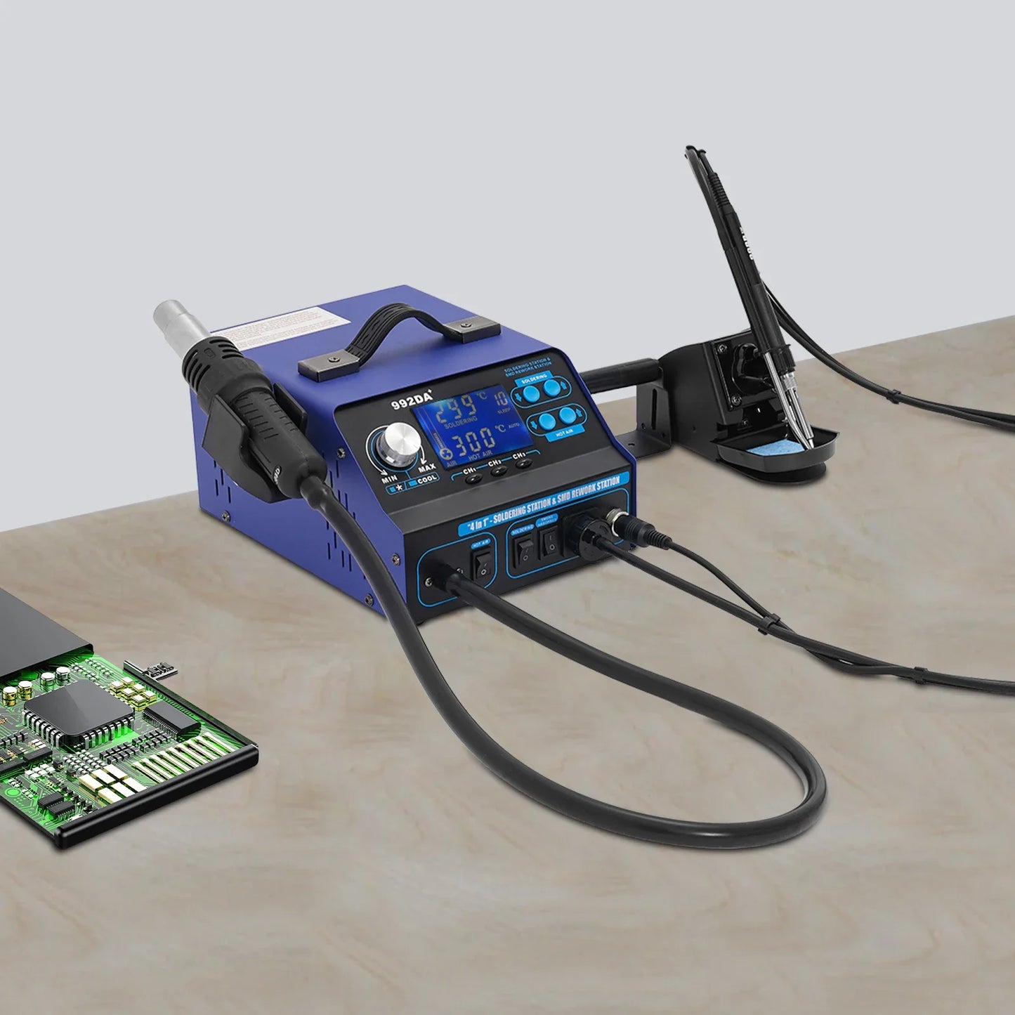 Rework Station – Soldeerstation – Hete Lucht Pistool – Rookafzuiging – Nauwkeurige Temperatuurregeling – 780W Vermogen