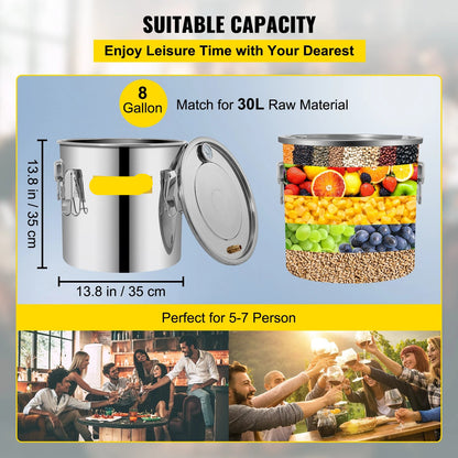 Roestvrijstalen Alcohol Distilleerapparaat - Destilleerapparaat Etherische Olie - Destilleerketel - 5Gal - voor Moonshine, Water & Essentiële Oliën