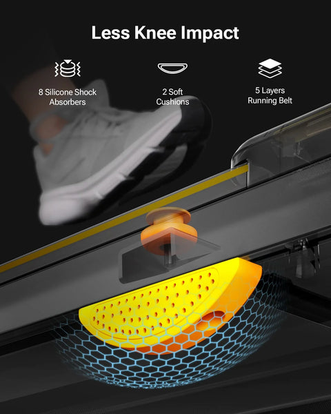 Loopband - Wandelband - Loopband - 1-6KM/u Snelheid - 120kg Max Belasting - 102x38cm Loopoppervlak - Walking Pad - Walkingpad - Dubbele Schokabsorptie - LED-scherm - Zwart