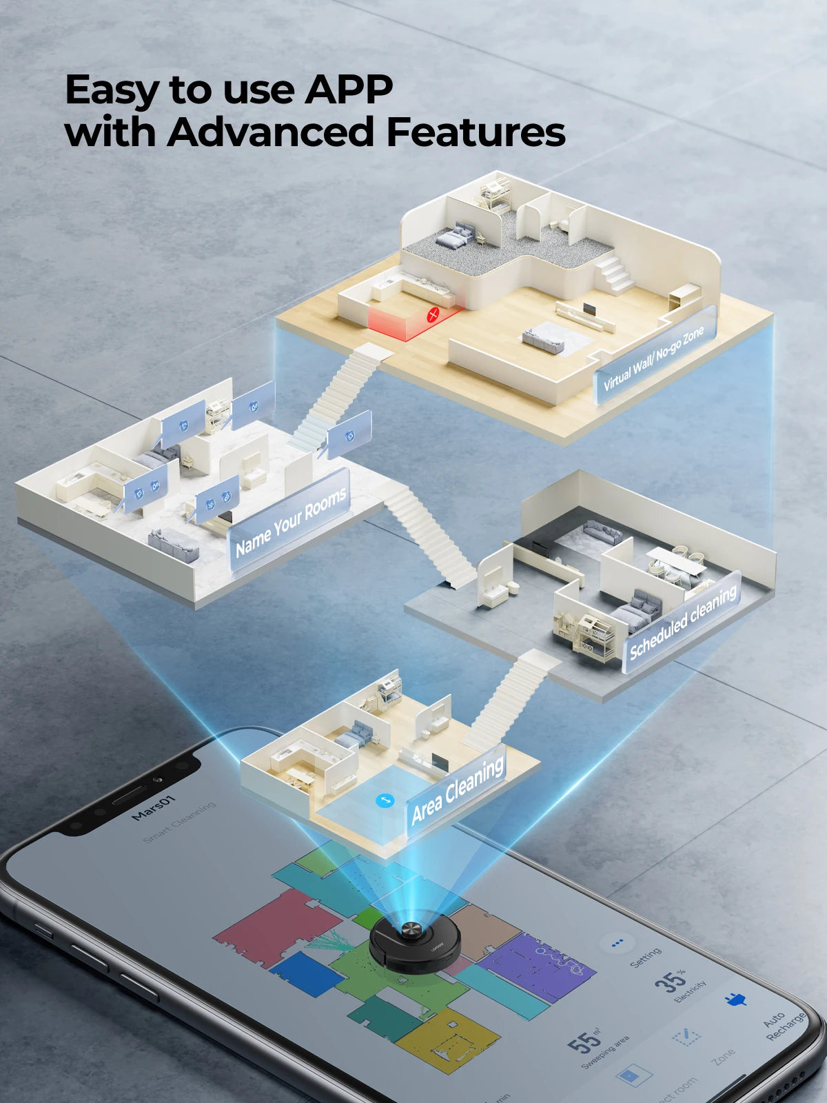 Robotstofzuiger - Stofzuiger - Dweilrobot - Vacuum Cleaner - Robotstofzuiger met Dweilfunctie - 5000PA – LDS Lidar Navigatie – Slimme Appbediening en Spraakbesturing - QUORE