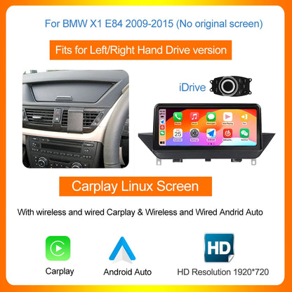 Multimedia Systeem – Auto Radio – Navigatie Unit – Touchscreen Dashboard – Inbouw Radio – 10,25 Inch IPS Scherm – Draadloze CarPlay & Android Auto – Geschikt Voor BMW X1 E84 2009-2015