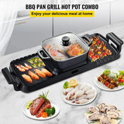 Electric BBQ Pan - 2 in 1 - 2400W - Gourmet - Hotpot Electric - Korean BBQ - Korean Grill - Party Pan - Non-Stick - Smokeless - Non-Stick - Removable - Black