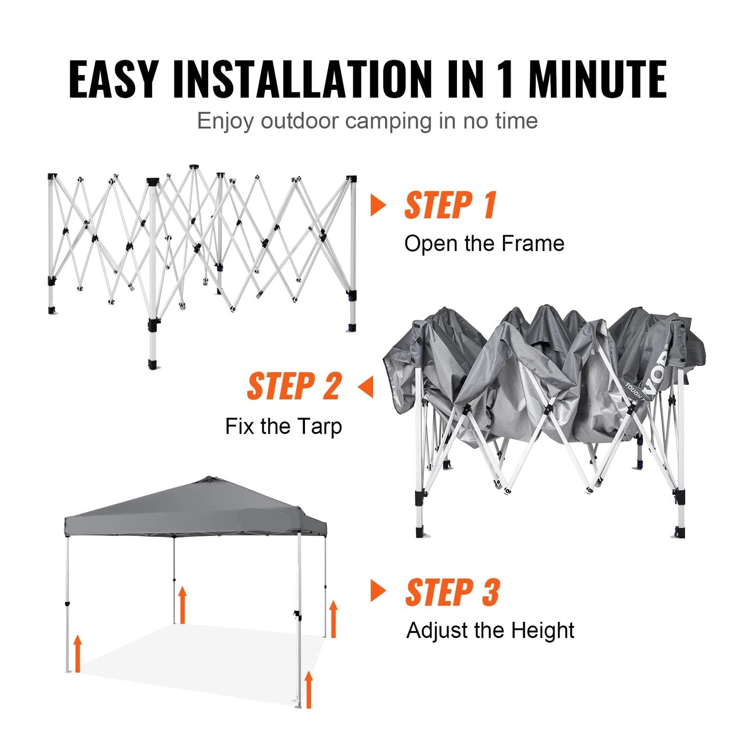 Pop up Partytent - Tent – Partytent Opvouwbaar - Pop up Tent - 3x3m - Waterdichte - 250D PU Partytent - met Wieltas - UV-bescherming - Grijs