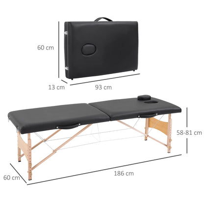 Massagebank – Massagetafel – Behandelbank – Behandeltafel – Massagebed – Inklapbaar – Verstelbare Hoogte 58-81 cm – Stevig Beukenhouten Frame - QUORE