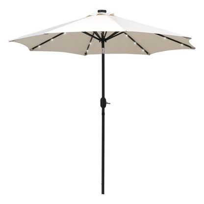 Tuinparasol – Zweefparasol - Achthoekige Terrasparasol – Zonne-energie Parasol – Buitenparasol – Polyester Doek – 24 LED Lampjes – Kantelbaar Design
