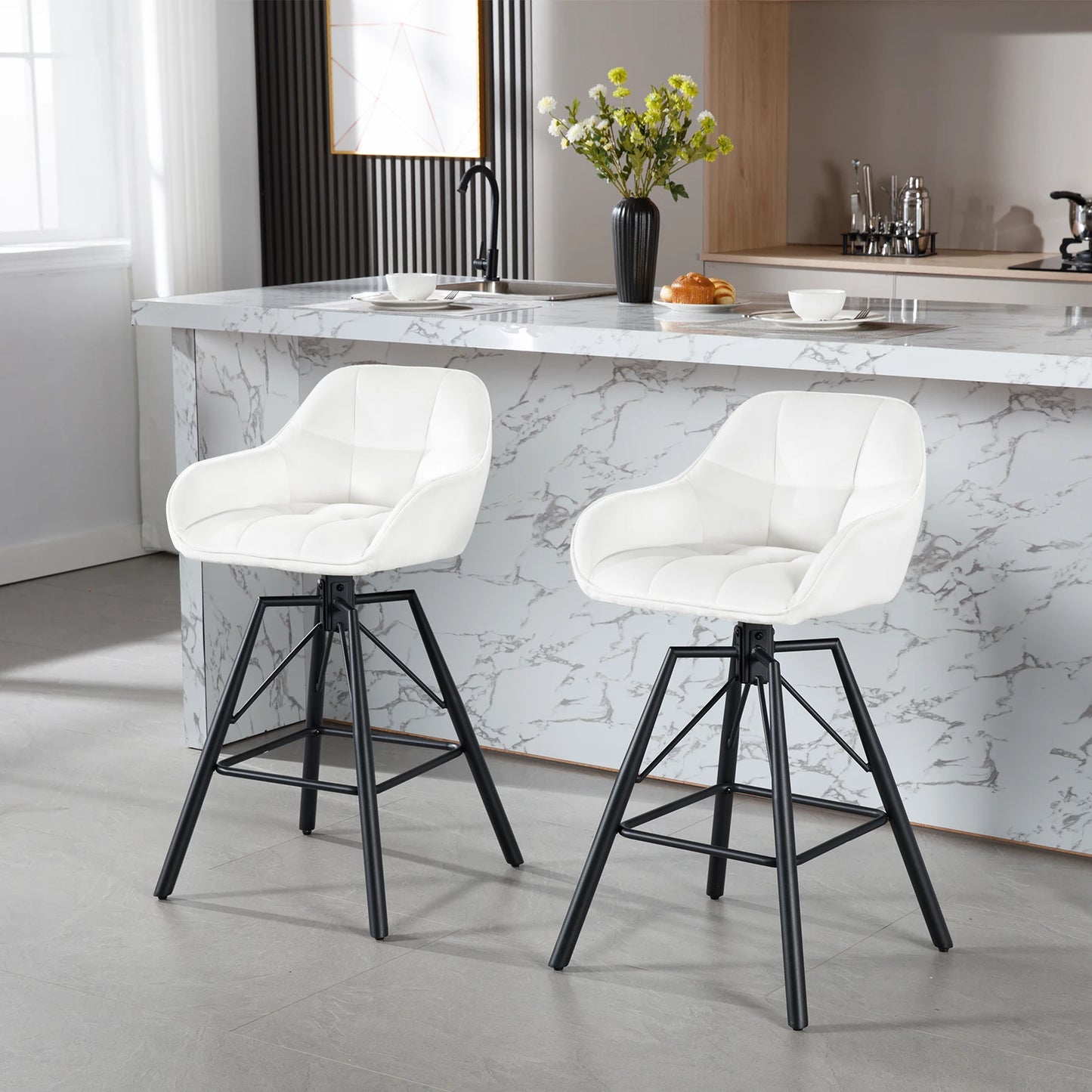 Barstoel – Barkruk – Draaistoel – Zitstoel – Velours – 360° Draaibaar – Max. Draagkracht 150 Kg