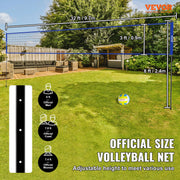 Volleyball - Volleyball Net - Net - Badminton Net - Adjustable Height Steel Poles - with PVC Volleyball Pump Carry Bag - for Backyard Beach Lawn - 1.75inch - Orange