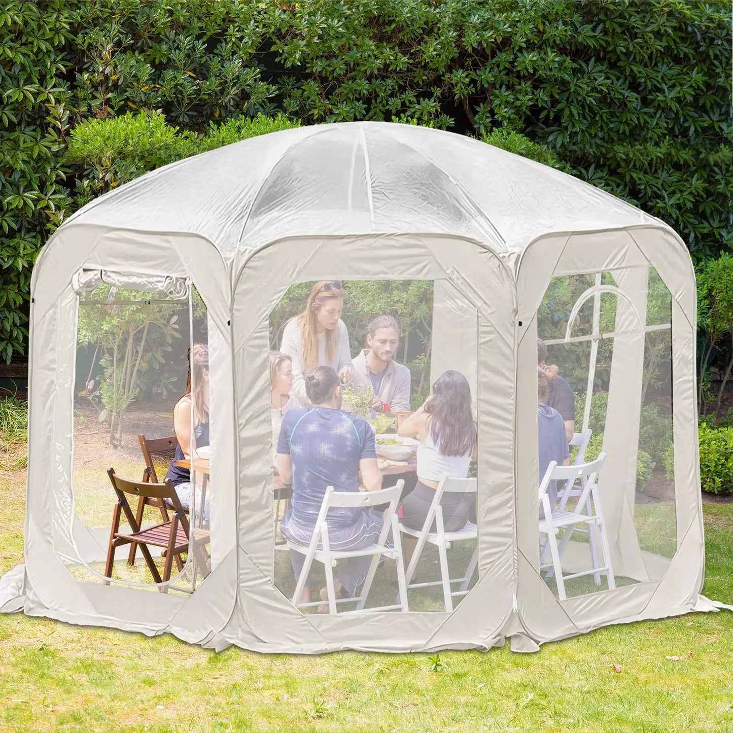 Pop-Up Tent – Bubble Tent – Buiten Tent – Transparante Tent – Waterdicht PVC – Ruim Voor 4-6 Personen - 3X3m - Wit