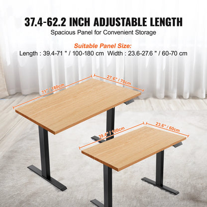 Bureauframe - Koudgewalst Koolstofstaal -  Elektrisch Bureauframe - Compatibel Desktopformaat 100-180 cm - Verstelbaar 70-117 cm Hoogte en 95-158 cm - Zwart A