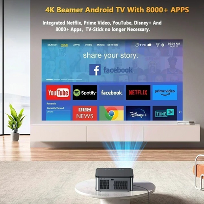Mini Beamer - Projector - Digitale Beamer - Draagbaar - 1920x1080dpi - LED - Met Autofocus - 800 ANSI - 25000 LM - 3.5mm Earphone - HDMI - POWER - USB - 108W - Zwart/Grijs