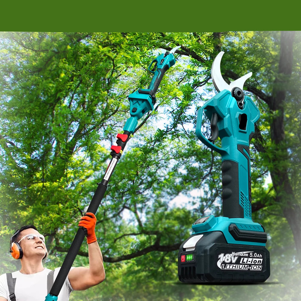 50mm Snoeischaar - Takkenschaar - Tuingereedschap - Snoeizaag - Borstelloos & Draadloos - Inclusief 6 + 8inch Kettingzaag - Takkenzaag - Handzaag - Efficiënte Elektrische Pruner voor Bomen & Bonsai – Zonder Batterij
