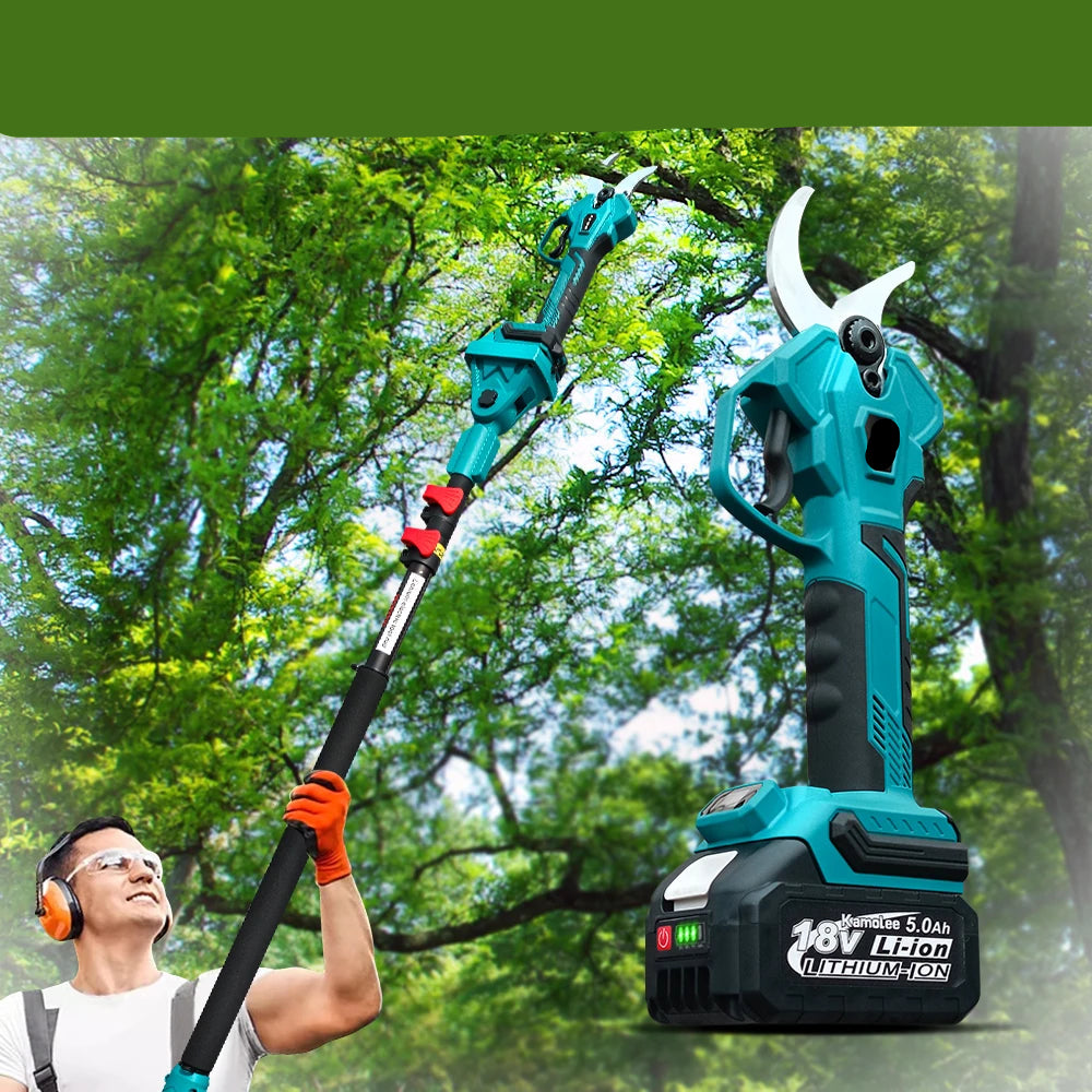50mm Snoeischaar - Takkenschaar - Tuingereedschap - Snoeizaag - Borstelloos & Draadloos - Inclusief 6 + 8inch Kettingzaag - Takkenzaag - Handzaag - Efficiënte Elektrische Pruner voor Bomen & Bonsai – met 2x5.0Ah Batterij - QUORE