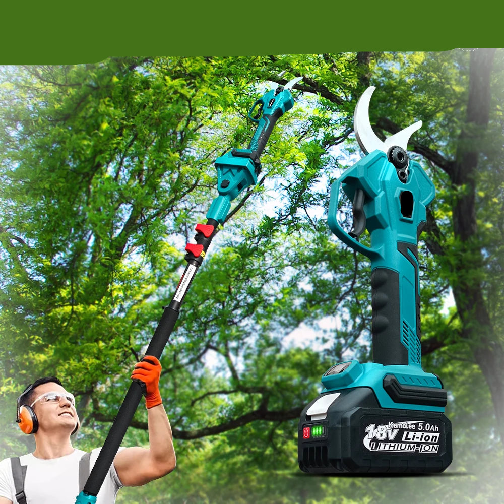 40mm Snoeischaar - Takkenschaar - Tuingereedschap - Snoeizaag - Borstelloos & Draadloos - Inclusief 6 + 8inch Kettingzaag - Takkenzaag - Handzaag - Efficiënte Elektrische Pruner voor Bomen & Bonsai – met 2x5.0Ah Batterij - QUORE