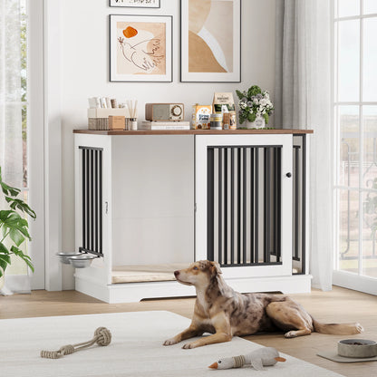 Hondenbench – Hondenkooi – Hondenbox – Hondenkennel – Hondenhok – Large Dog Bench Ash Grey – Stevig Hout Met Metaal – Ruim 120x90x60 cm