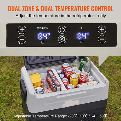 Auto Koelbox - Koelbox - Camping Koelkast - Compressor Koelkast - met Wielen - Draagbare - 12V/24V - 45L - Dual Zone - -20°C tot +10°C - voor Binnen - en Buitenevenementen