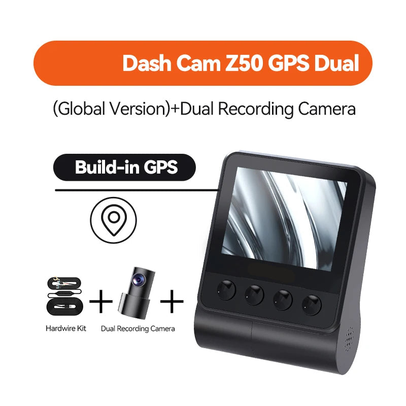 Dashcam voor Auto - Navigatiesysteem Auto - Voor & Achter Camera – 2160P + 1080P – 4K - GPS - WiFi - Nachtzicht - G-sensor - ADAS - Loop Recording - Hardwire Kit