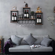 Wine Rack - Wine Bottle Rack - Wijnrek - Wijnflessenrek - Metalen Wijnfleshouder - Industrieel Wandgemonteerd Wijnrek - Luxe Opslag voor Wijnflessen & Glazen