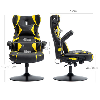 Gamingstoel – Ergonomische Stoel – Bureaustoel – Draaistoel – Verstelbare Zithoogte – Bluetooth Speakers – Kantelbare Rugleuning - Geel
