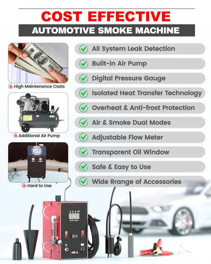 ANCEL L300 Smoke Machine Automotive Built-in Air Pump Vacuum Leak Detector with Digital Pressure Gauge Full System Evap Leaks