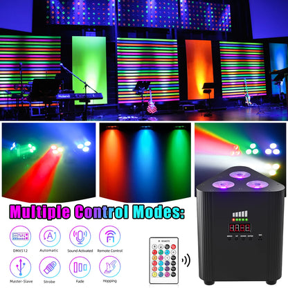 Par Lamp – LED Spot – Stage Light – DJ Verlichting – RGBW Licht – Oplaadbaar Batterij – Draadloos – 12W Vermogen – DMX Controle