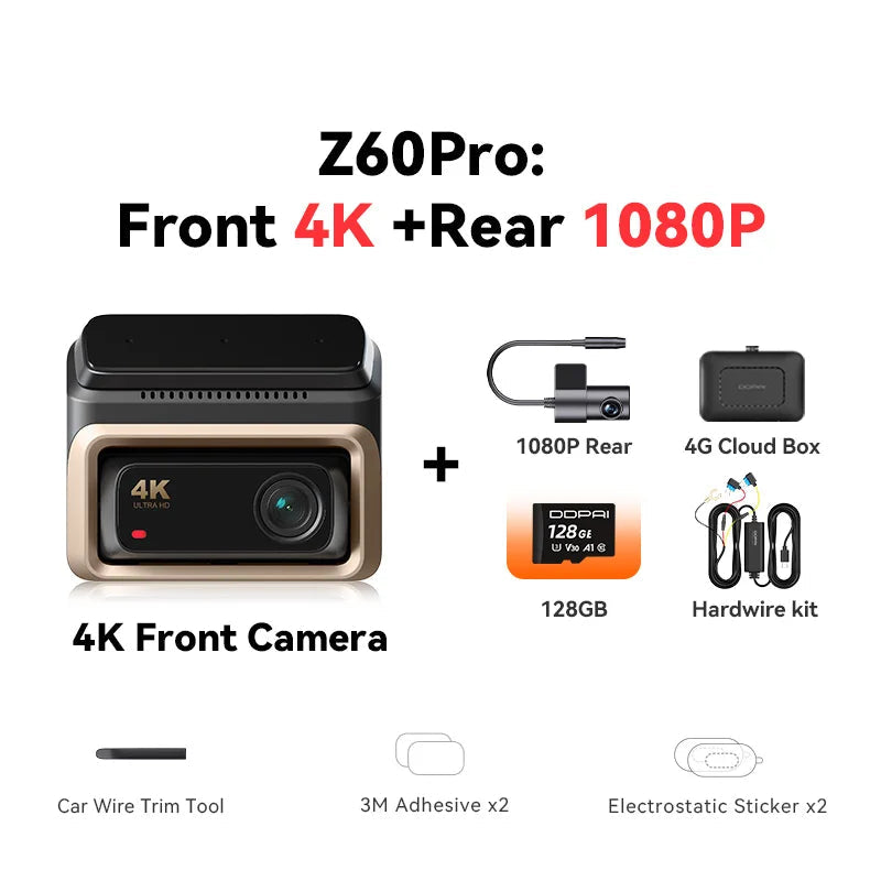 4K Dual Dashcam – Auto Camera – Dashcam Met GPS – Rijveiligheid Camera – Parkeermonitor – 4G Verbinding – Sony STARVIS Sensor – 24/7 Parkeermonitoring