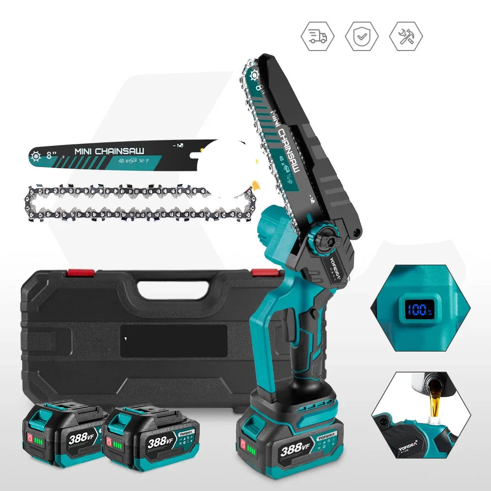 Kettingzaag - Handzaag - Snoeizaag - Takkenzaag - Tuinhoutzaag - Draadloze - 18V - 8 Inch - 40000RPM - Digitale Display - 2-batterij Papieren Doos - QUORE