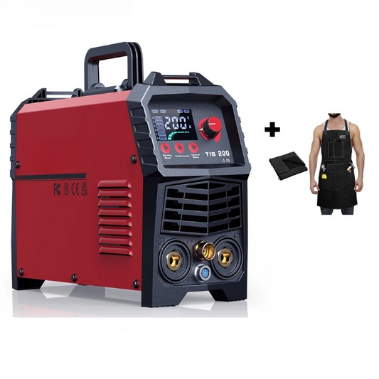 Lasmachine – TIG Lasser – MMA Lasser – 2-In-1 Lasser – Inverter Lasapparaat – 200 Ampère – Instelbare Gasnablasting - Met Leren Lasschort