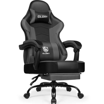 Ergonomische Gamingstoel – Bureaustoel – Computestoel – Werkstoel – Gamestoel – Verstelbare Lendensteun – 160° Kantelbare Rugleuning – Zwart PU-leer