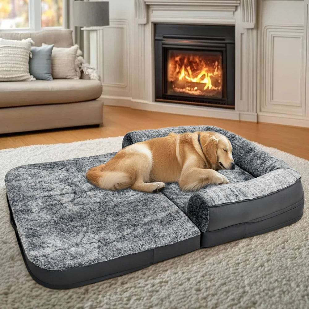 Hondenbed – Huisdierbed – Grote Hondenmand – Dierenkussen – Extra Groot 180x95 Cm – Zachte Pluche En PU-Leder