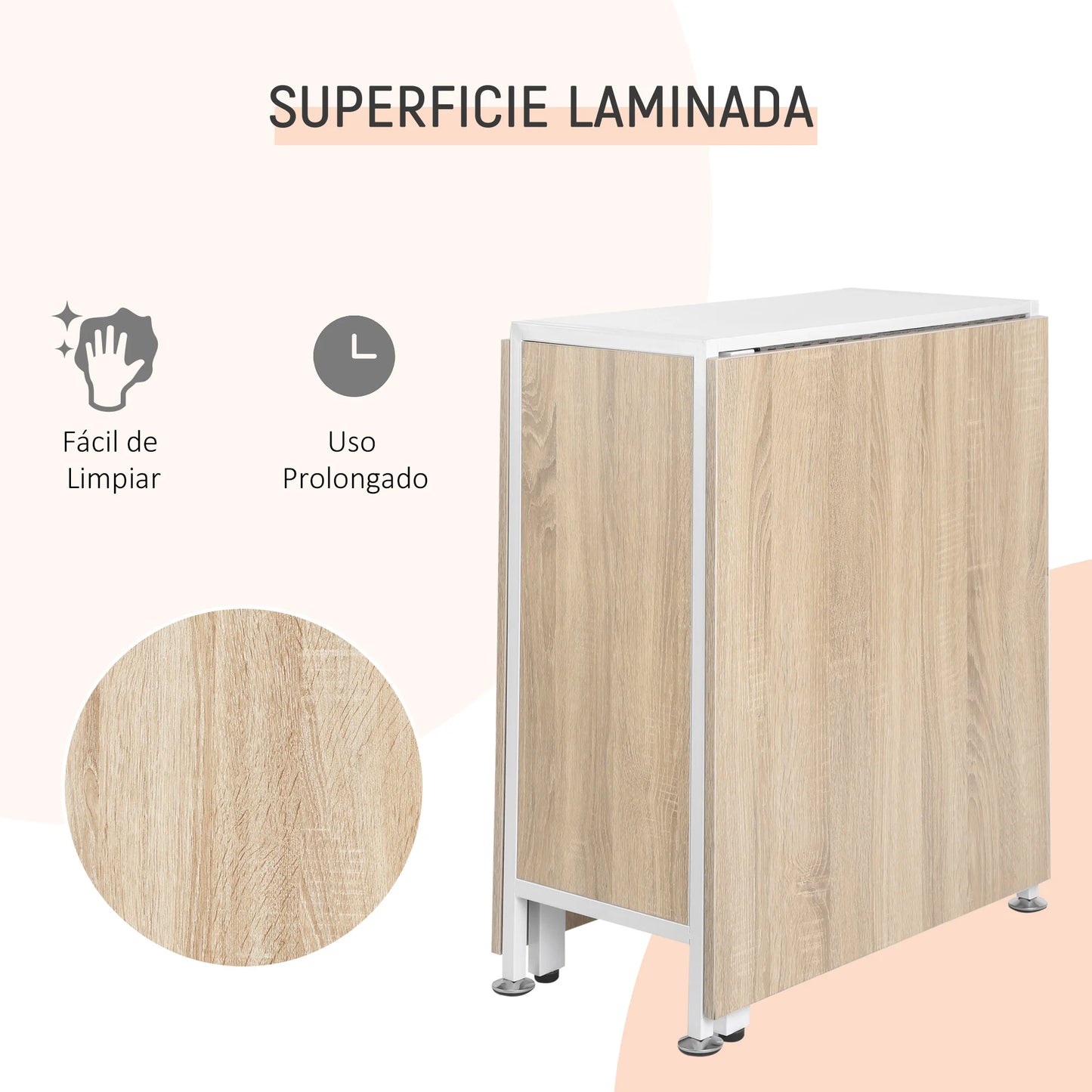 Opvouwbare Opbergtafel – Opvouwbare Tafel – Bijzettafel – Werktafel – Bureau – 4 Planken – Duurzaam Hout - QUORE