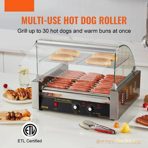Hotdogroller - Hotdoggrill - Elektrische worstmaker - Barbecuegrill - Machine voor kampeerfeest Huishoudapparaat - 5 staven - 1 kW - Zilver