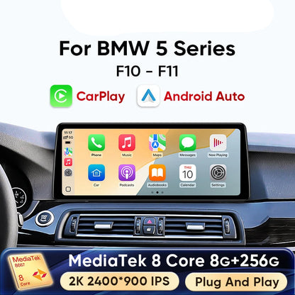 Autoradio – Multimedia Systeem – Auto Radio – 2-DIN Navigatie – Draadloos CarPlay & Android Auto – 12,3 Inch 2K Touchscreen – Originele iDrive & Achteruitrijcamera Support