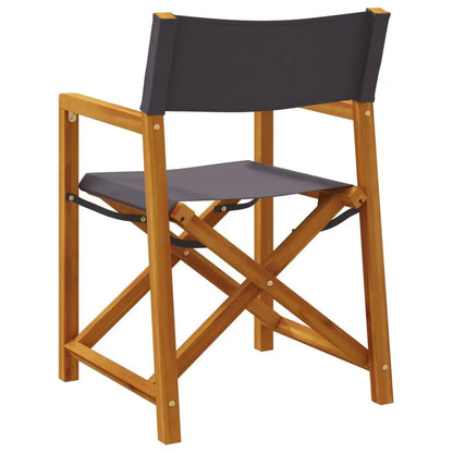 Tuinstoel – Set van 2 - Klapstoel – Vouwstoel – Campingstoel – Balkonstoel – Massief Acaciahout – Donkergrijze Polyesterstoel - 54 x 53.5 x 85.5 cm - Donkergrijs