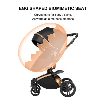 360° Baby Stroller 3 IN 1 Car Seat Stroller Combo Travel System Strollers High Landscape Leather Large Storage Stroller Infant