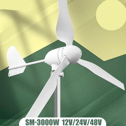 Horizontale Windturbine – Windgenerator – Duurzame Energie – 3000W Vermogen – Aluminium Behuizing – Laag Geluid - 12V - Windturbine Alleen