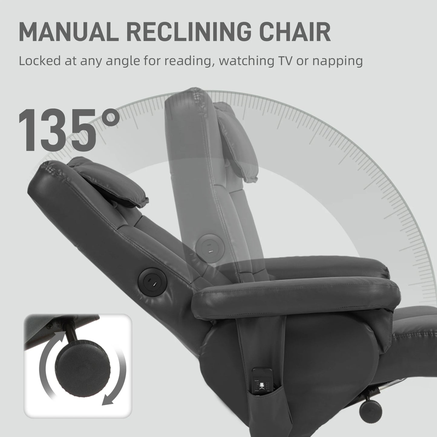 Relaxfauteuil – Relaxstoel – Massagestoel – Fauteuil Met Voetenbankje – Verstelbare Rugleuning – Massagefunctie – USB Aansluitingen