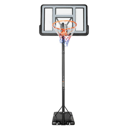 Verstelbare Basketbalpaal – Buiten Basketbalset – Basketbalring – Basketbalstandaard – Weerbestendig Materiaal – Verstelbare Hoogte – Wieltjes - 110 x 75 cm - Lichtgrijs